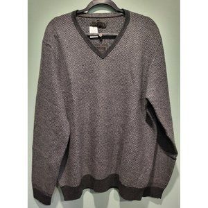New Jos A Bank Reserve Wool Blend V Neck Sweater Sz L Gray Herringbone